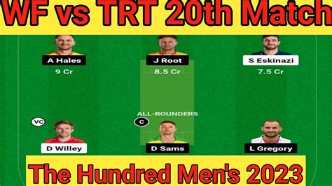 Wef Vs Trt Dream Team Wef Vs Trt Dream The Hundred Wef Vs Trt