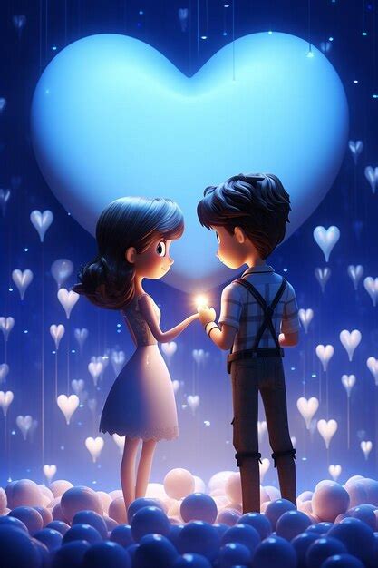 Premium Ai Image Two 3d Pixar Tiny Male And Female In Love Holding A