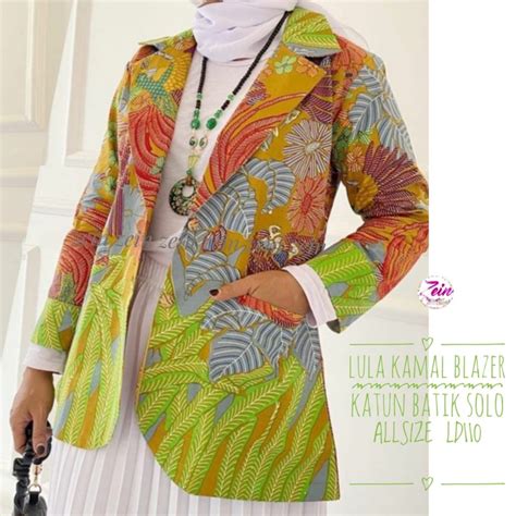 Jual Blazer Batik Wanita Kerja Modern Bahan Katun Halus Solo Ld Cm