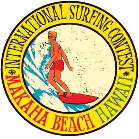 Makaha Surf Contest Hawaii Vintage Style Travel Decal Surfing Waikiki