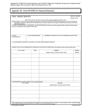 Fillable Online Fs Usda Appendix Form Fs Financial