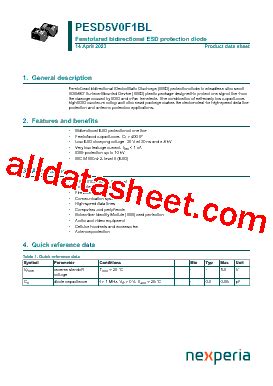 PESD5V0F1BL Datasheet PDF Nexperia B V All Rights Reserved