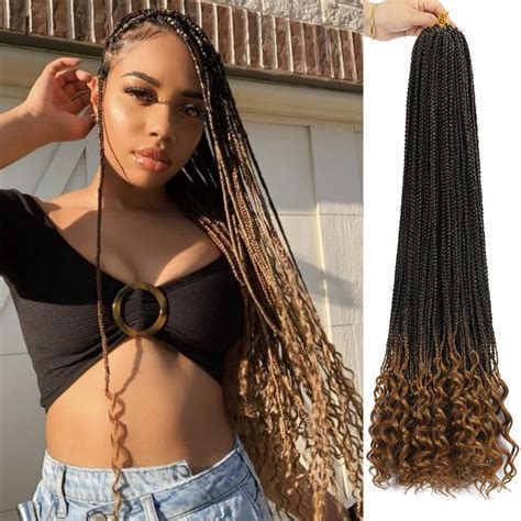 8 Packs 30 Inch Crochet Box Braids Hair With Curly Ends T27 Box Braids Crochet Hair