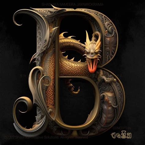 B Dragón Letter Art Design Hand Lettering Art Alphabet Art