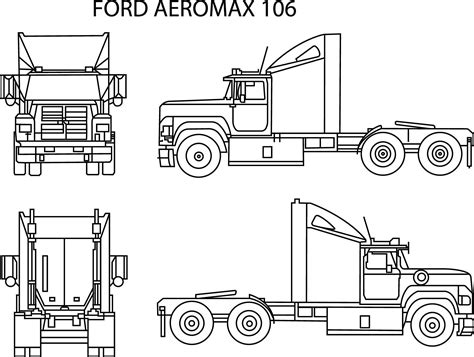 ArtStation - FORD AEROMAX 106 TRUCK LINE ART VECTOR FILE Black white ...