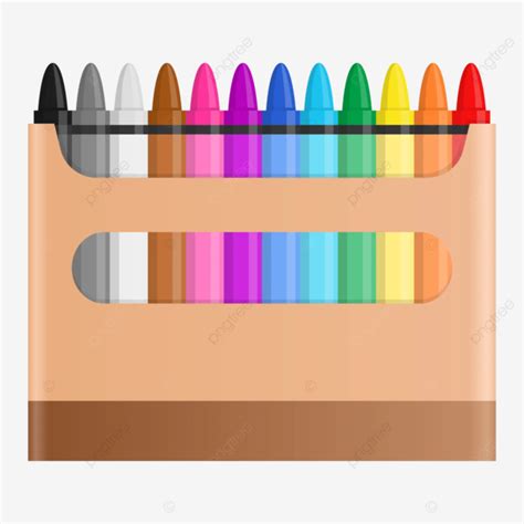 Un Conjunto De Crayones De Dibujo Con Envoltura Marrón Vector PNG