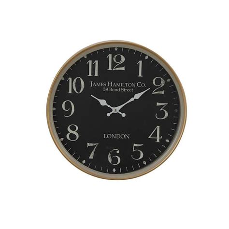 Litton Lane Black Metal Analog Wall Clock The Home Depot