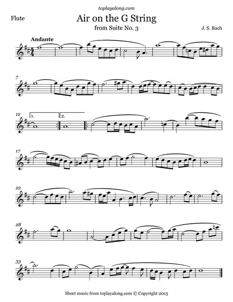 J S Bach Air On The G String From Suite No Sheet Music Violin