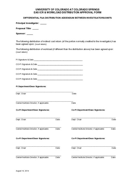 Fillable Online Eas Uccs Icr Workload Distribution Approval Form Fax