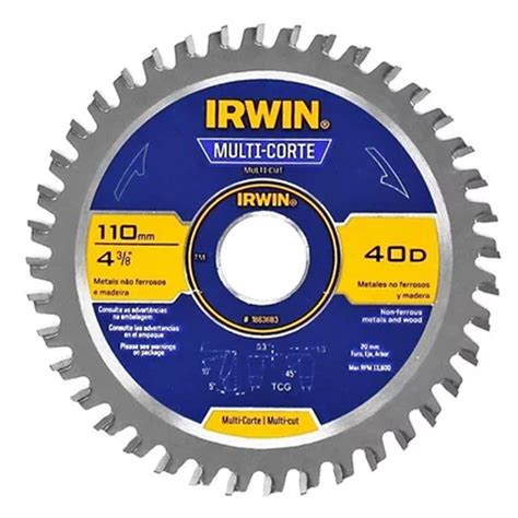 Disco de Serra 40D Irwin 110mm 20mm 1863683 Rocfer Comércio e