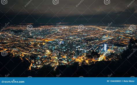 Skyline of Bogota from Monserrate at Night Stock Photo - Image of ...