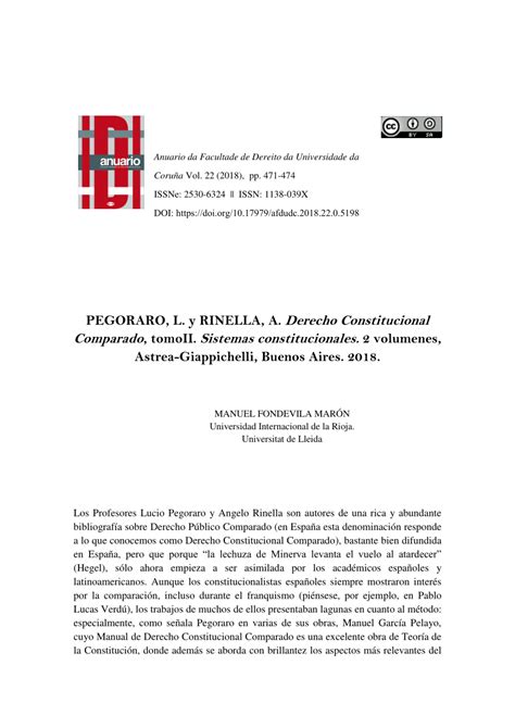 Pdf Recensión Pegoraro L Y Rinella A Derecho Constitucional