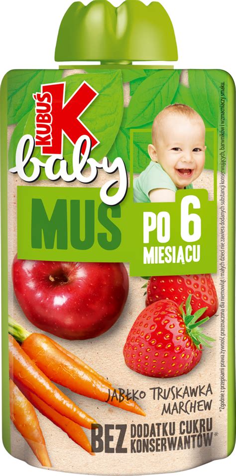 KUBUŚ Baby mus jabłko truskawka marchewka po 6 m cu 100 g