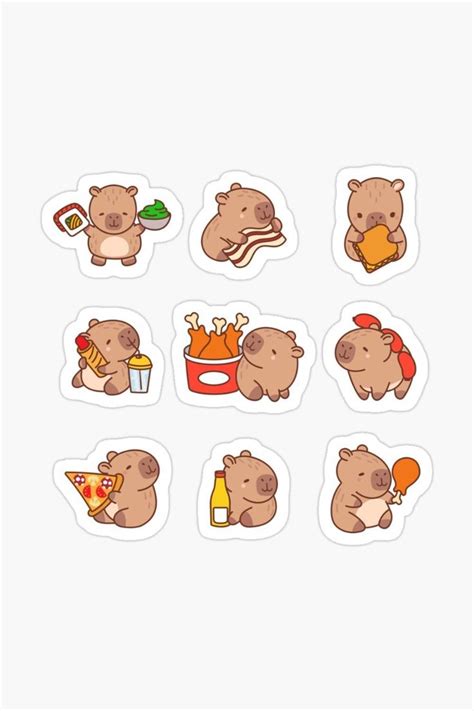 Fast Food Kawaii Capybara Pack Sticker For Sale By Olyalitvinova Nel