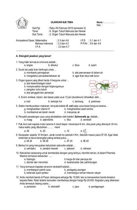 Soal Ulangan Kelas 2 Sd Homecare24