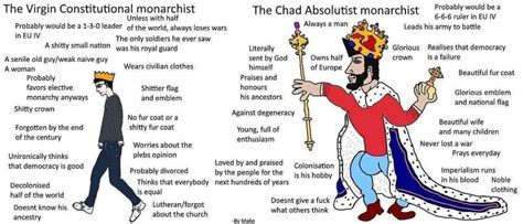 The Virgin Constitutional Monarchist vs The Chad Absolutist Monarchist ...