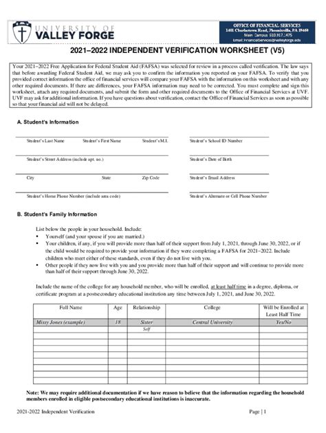 Fillable Online 202 202 Independent Verification Worksheet V5 Fax