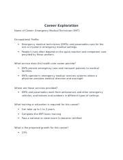 Career Exploration Assignment 3 Docx Career Exploration Name Of