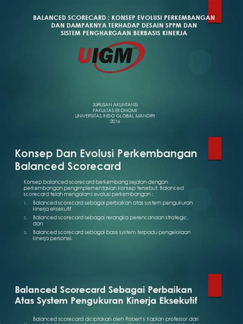 Balanced Scorecard Konsep Evolusi Perkembangan Dan Dampaknya Terhadap Desain Sppm Dan Sistem