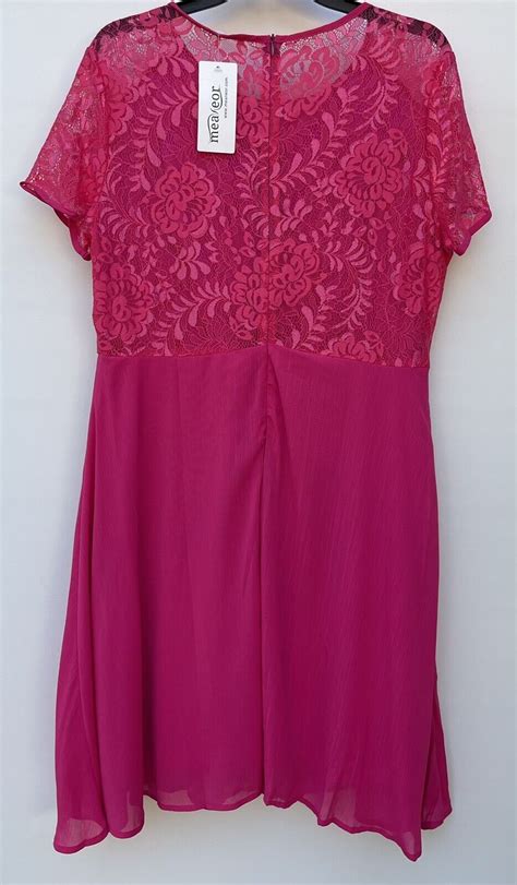 Meaneor Womens Short Sleeve Pleated Lace Back Fit And Flare Pink Dress Size Xl Ebay