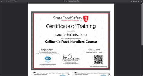 California Food Handlers Certificate