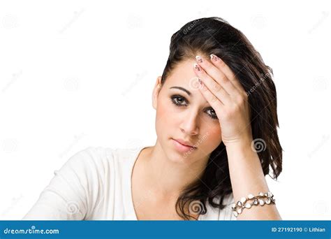 Ritratto Impressionabile Di Un Brunette Di Sguardo Triste Fotografia Stock Immagine Di