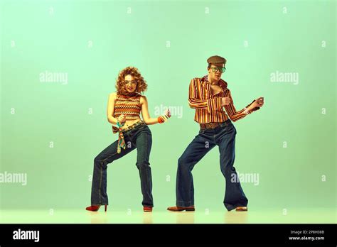 Feeling Rhythm Couple Happy People Man And Woman In Retro Style