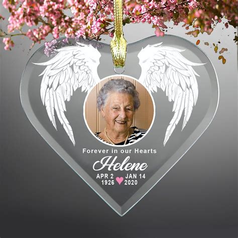 Forever In Our Hearts Glass Heart Ornament Personalized With Name And