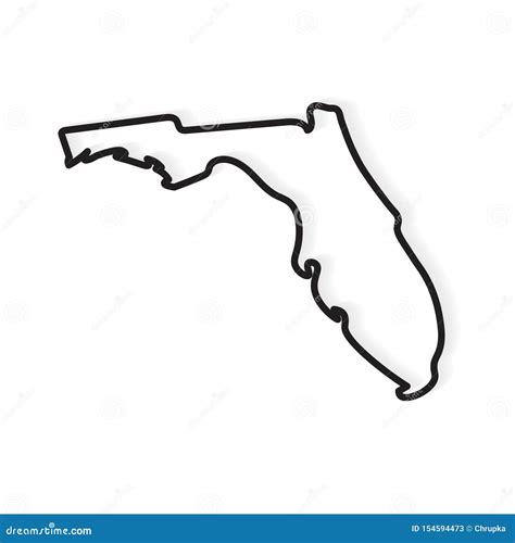 Black Outline Of Florida Map Stock Vector Illustration Of Silhouette