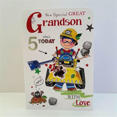 Regal Publishing Juvenile Birthday Card Age 5 Grandson 9 X 6 Inches