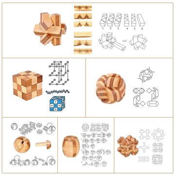 China Brain Teasers Wooden And Metal Wire Puzzles 22Pcs Unlock