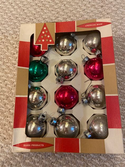 12 Vintage Coby Glass Christmas Ornaments In Box Etsy