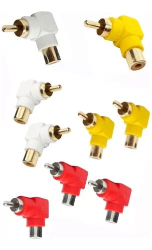 Kit 9 Adaptadores Rca 90 Graus Amarelo Branco E Vermelho Parcelamento