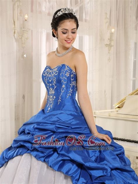 La Plata City Luxurious Blue And White Quinceanera Dress With