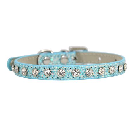 Cat Collars Pu Leather With Rhinestone Cat Collar Adjustable Bling Pet