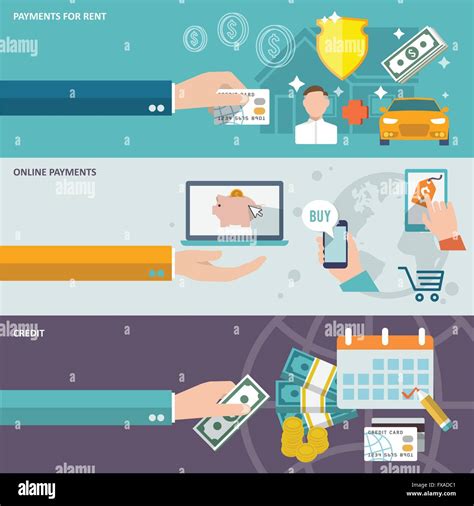 Pay Bill Banner Set Stock Vector Image And Art Alamy