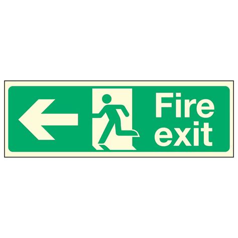 Fire Exit Left Photoluminescent Linden Signs Print