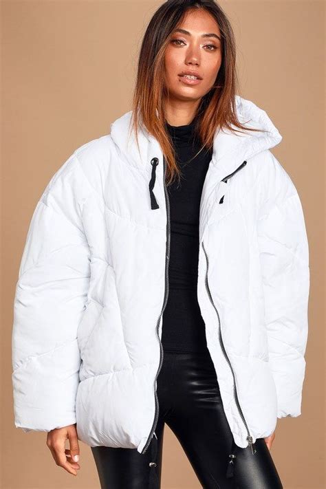 Hailey White Hooded Oversized Puffer Coat Womens Puffer Coats