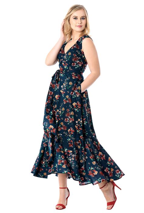 Shop Floral Print Cotton Wrap Maxi Dress Eshakti