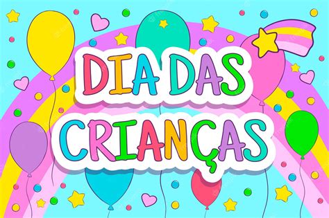 Feliz Dia Das Crianças No Brasil Banner De Desenho Vetorial Arco íris