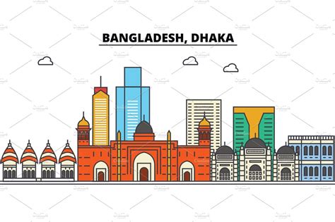 Bangladesh Dhaka City Skyline Architecture Buildings Streets Silhouette Landscape