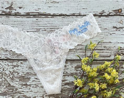 White Lace Cheeky W Something Blue Personalized Bridal Panties Sexy Boyshort Bride Underwear