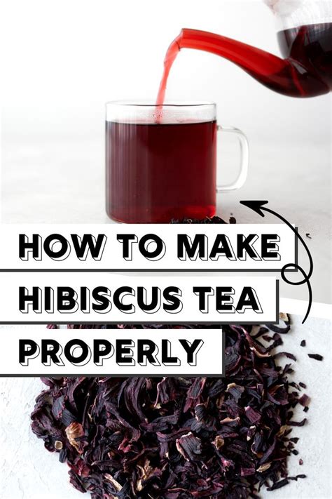 Tea Being Poured Into A Cup With The Words How To Make Hibiscus Tea