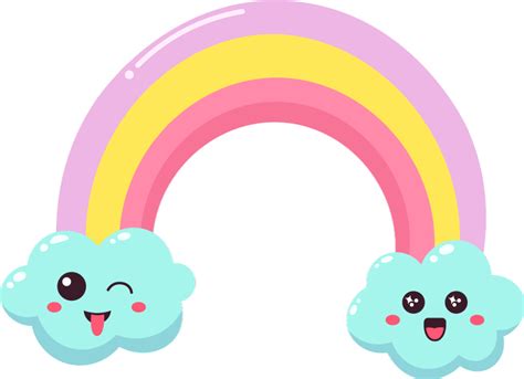 Tekenfilm Stickers Lachende Schattige Cartoon Regenboog Wolken