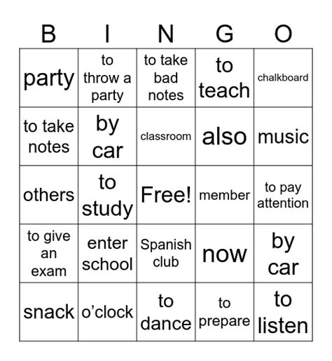 Chapter 4 Vocab Bingo Card