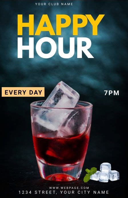 Happy Hour Template, Cocktails | Bar poster, Happy hour menu, Happy hour cocktails