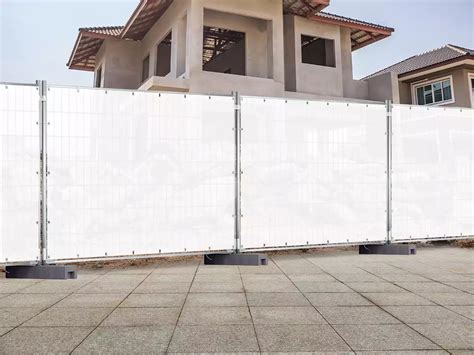 Plain Heras Fence Cover Safety On Construction Site With Airy Banners