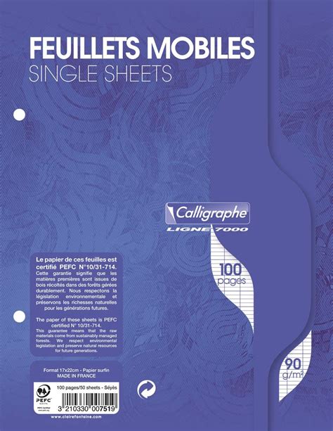 Calligraphe C Un Paquet De Feuillets Mobiles Perfor S Gamme