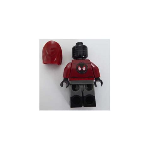 Lego Miles Morales Spider Man With Dark Red Hood And Black Boots