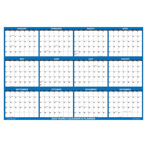 2024 Wall Calendar Jumbo 36 X 54 Horizontal SwiftGlimpse Navy